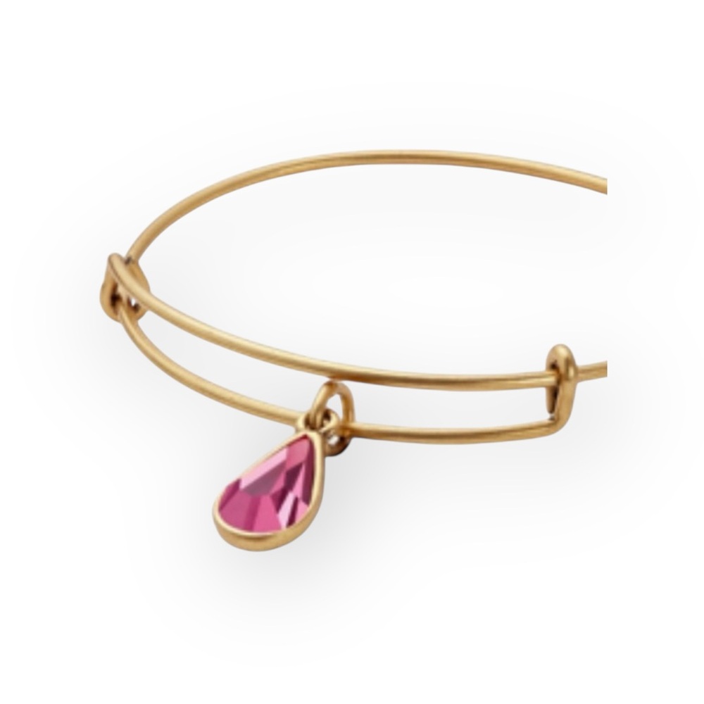 new Alex and Ani ꥟ Swarovski Crystal Birthstone Expandable Bangle ꥟ Gold + Pink - Picture 2 of 16